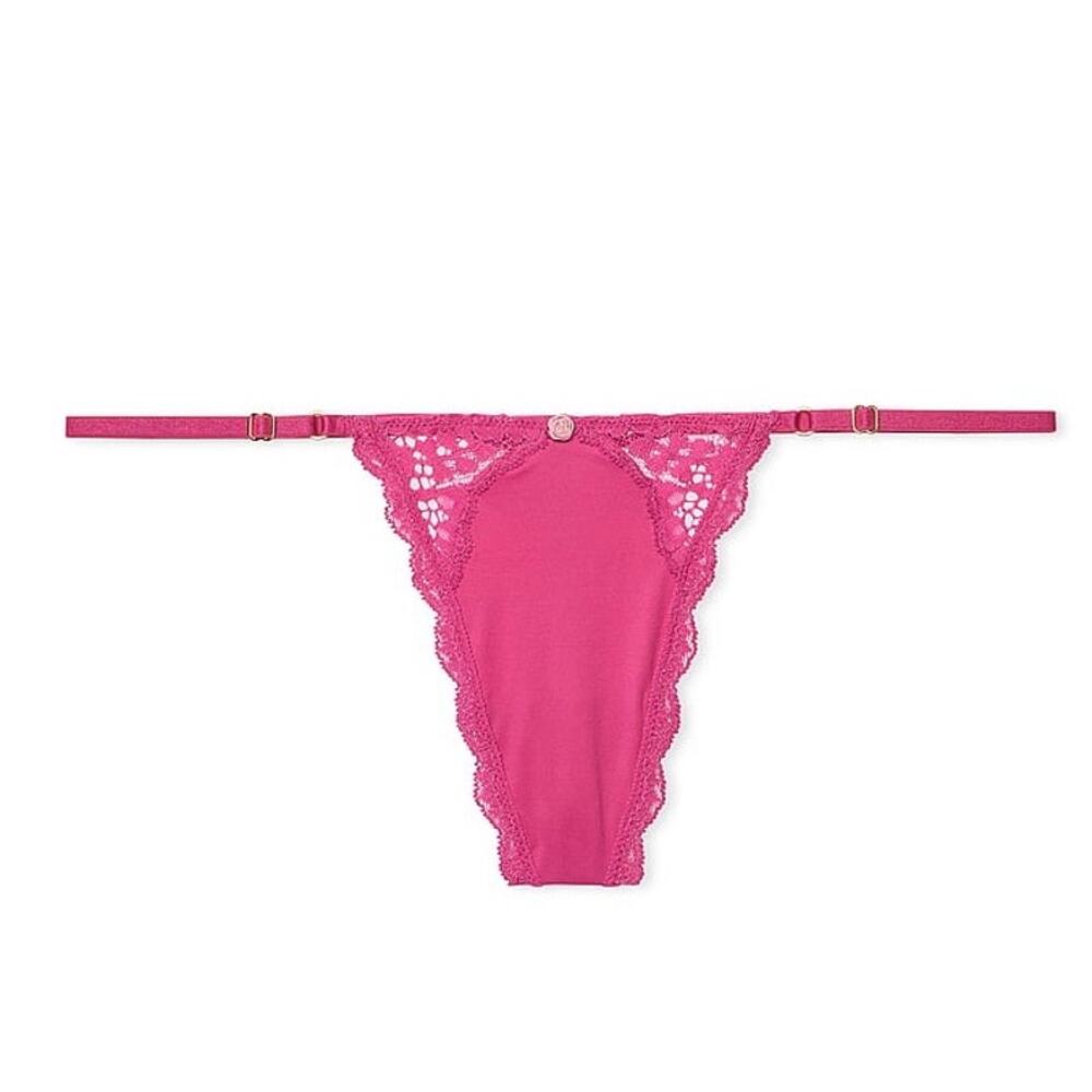 Victoria's Secret Panty Lace-Trim Adjustable V-String Panty Large Luscious Rose